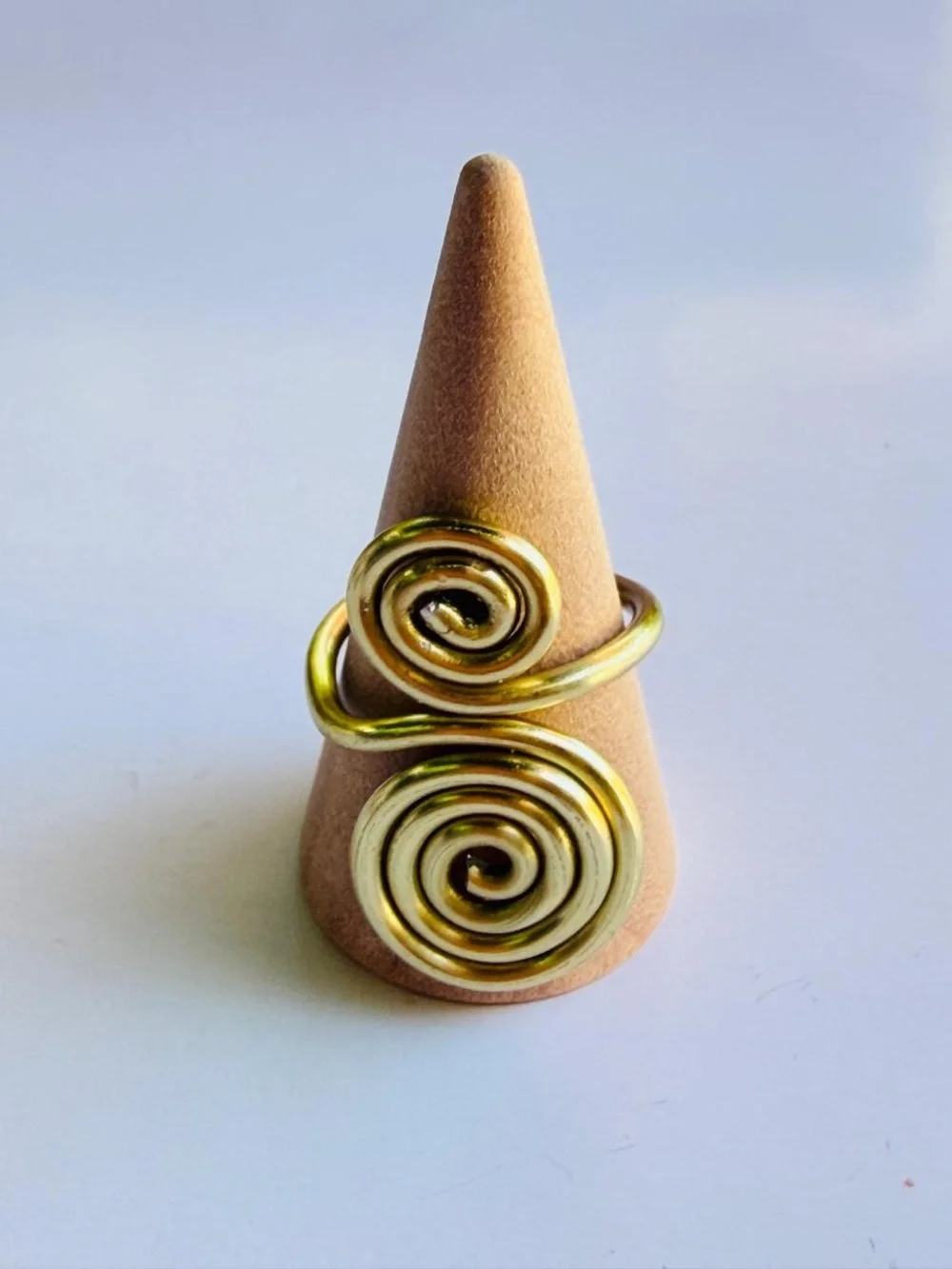 Gold Spiral Double-Loop Statement Ring